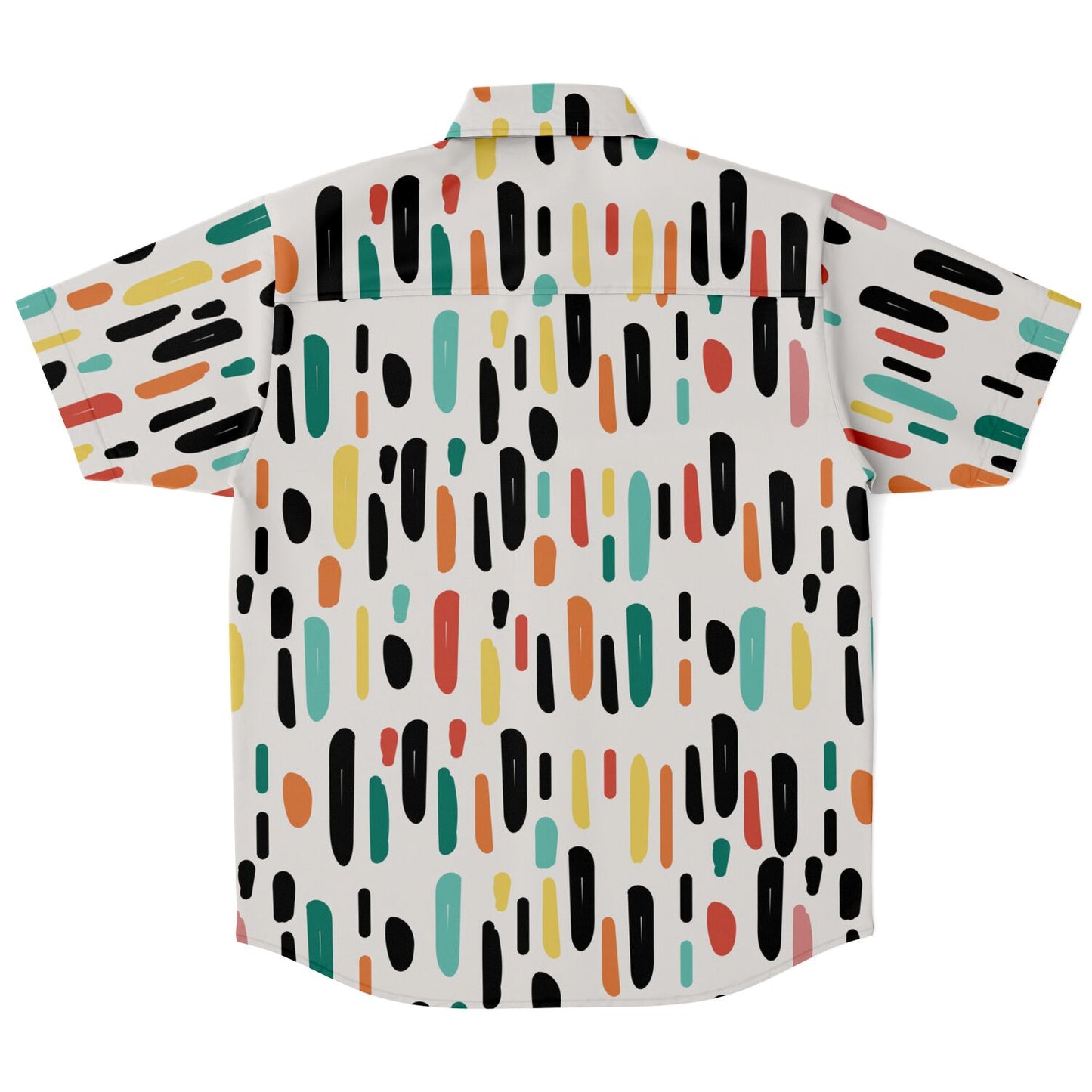 Colored Brush Strokes Abstract Short Sleeve Button Down Shirt - AOP