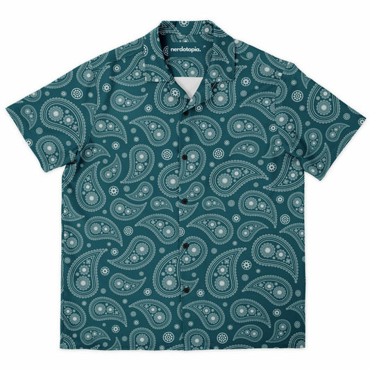 Paisley pattern shirt flat lay mockup front