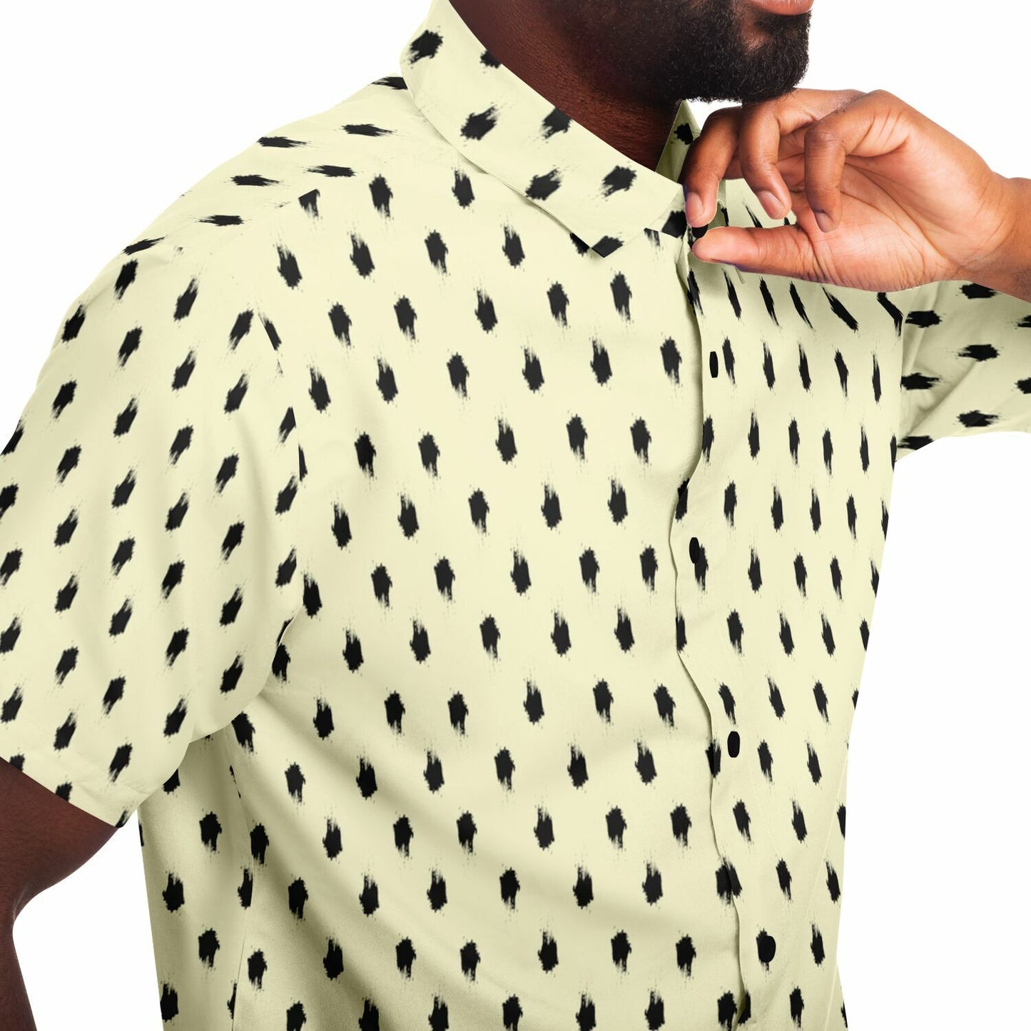 Brushstroke Pattern Short Sleeve Button Down Shirt - AOP