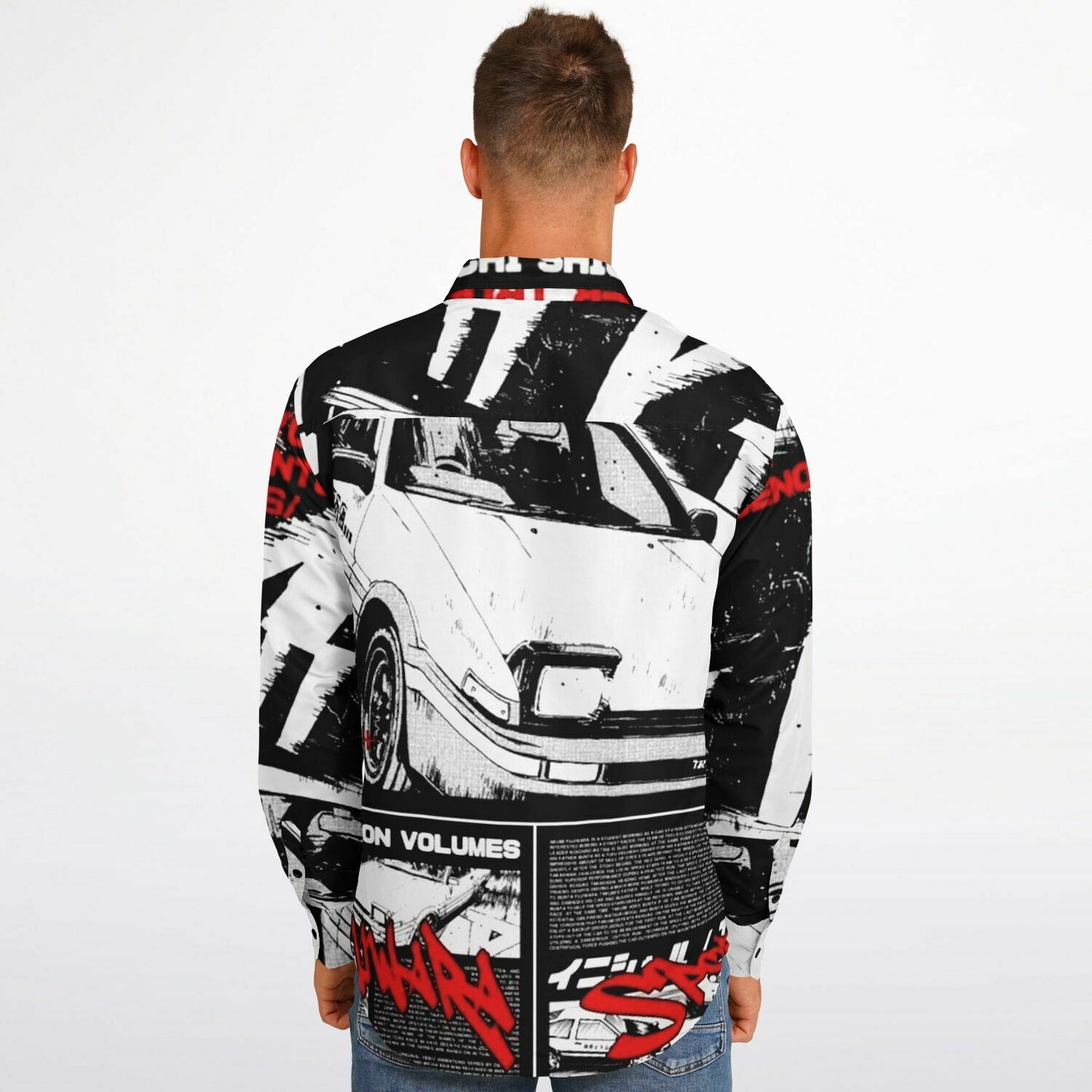 Initial D Trueno Art Long Sleeve Button Down Shirt - AOP