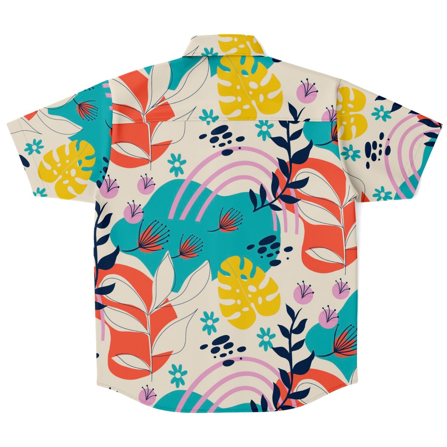 Floral Painting Short Sleeve Button Down Shirt - AOP