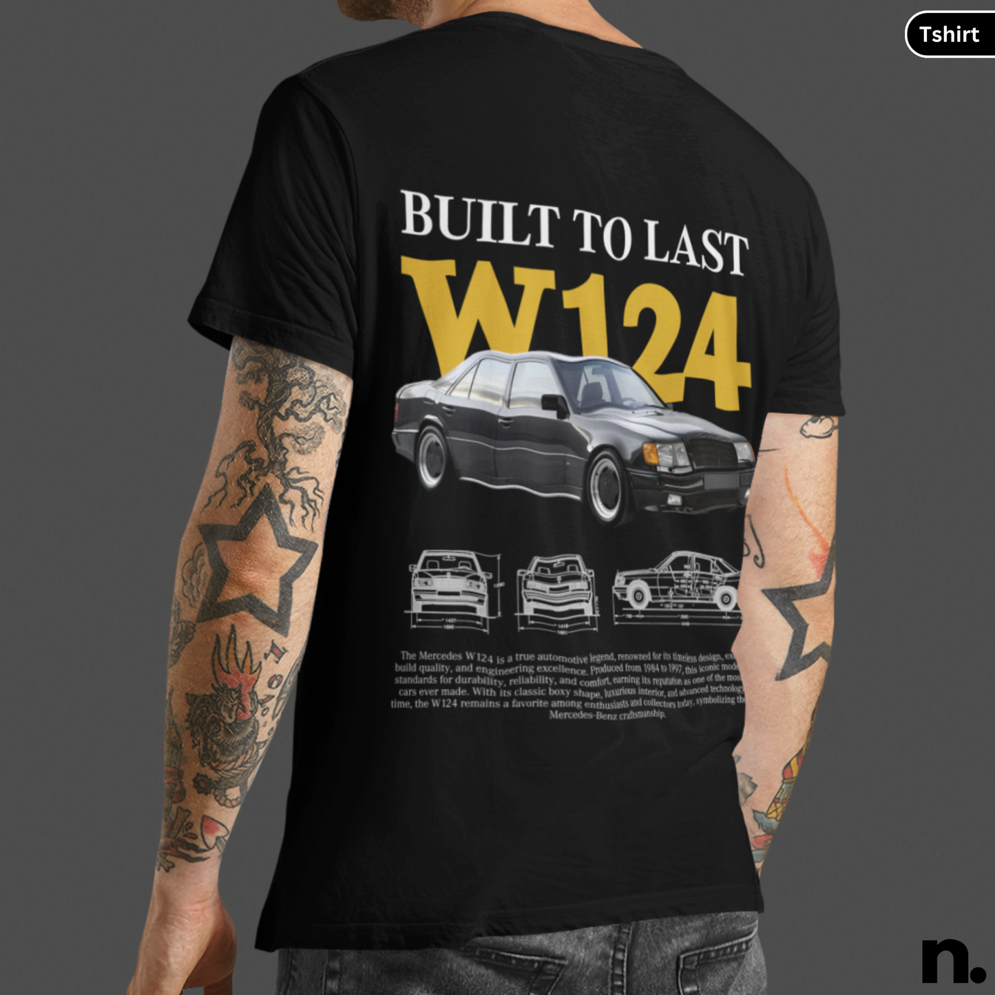 Merc W124 Poster Style T-shirt