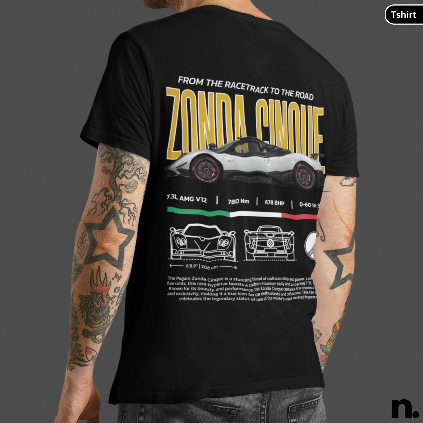 Zonda Hypercar Poster Style T-shirt