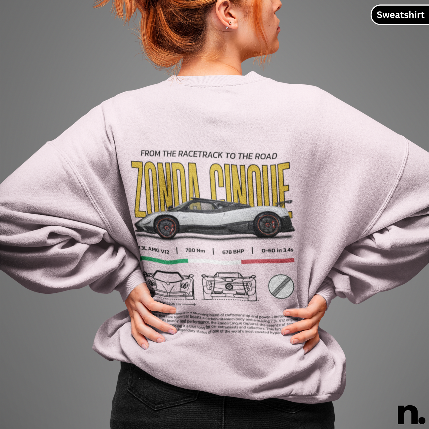 Zonda Hypercar Poster Style Sweatshirt