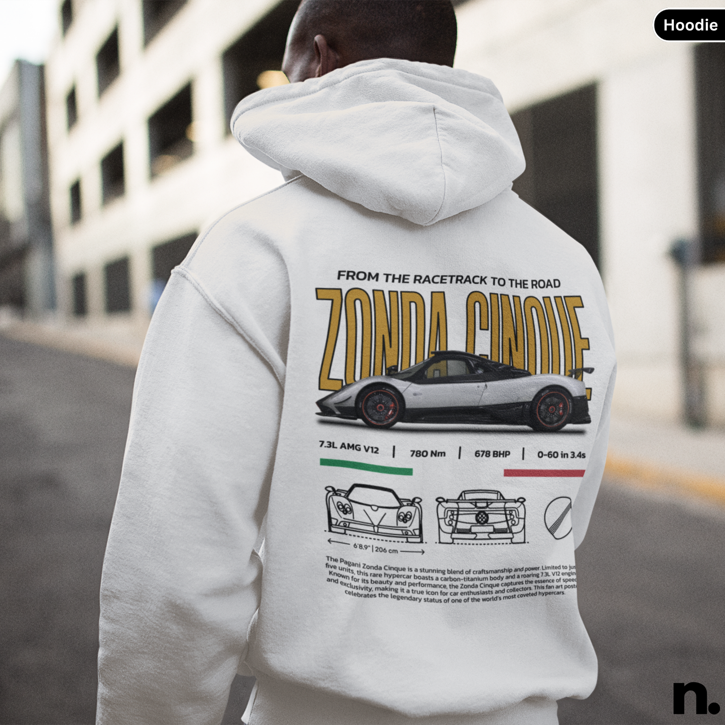 Zonda Hypercar Poster Style Hoodie