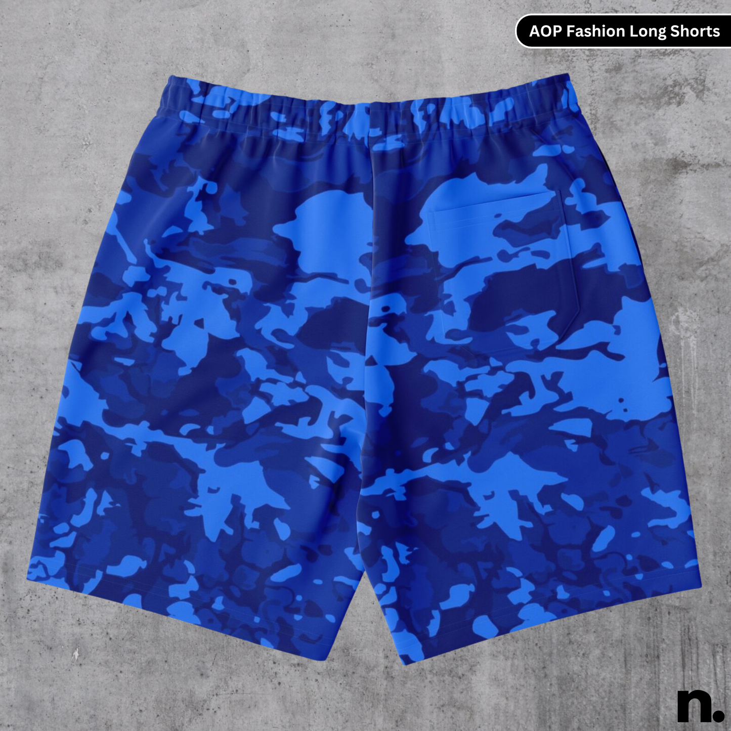Blue Camo Pattern Long Shorts