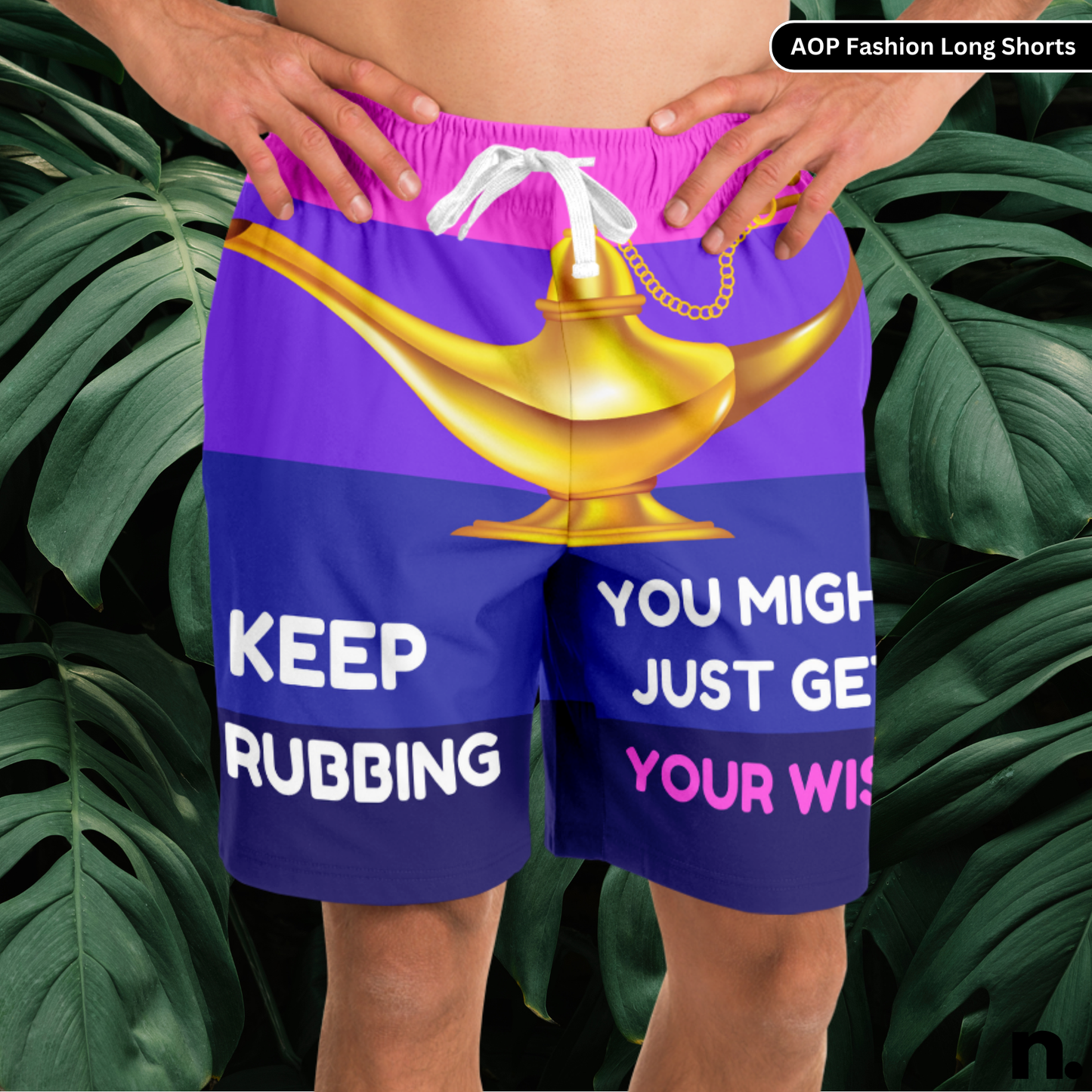 Keep Rubbing You Might Just Get Your Wish Funny Lamp Rubbing Fashion Long Shorts - AOP