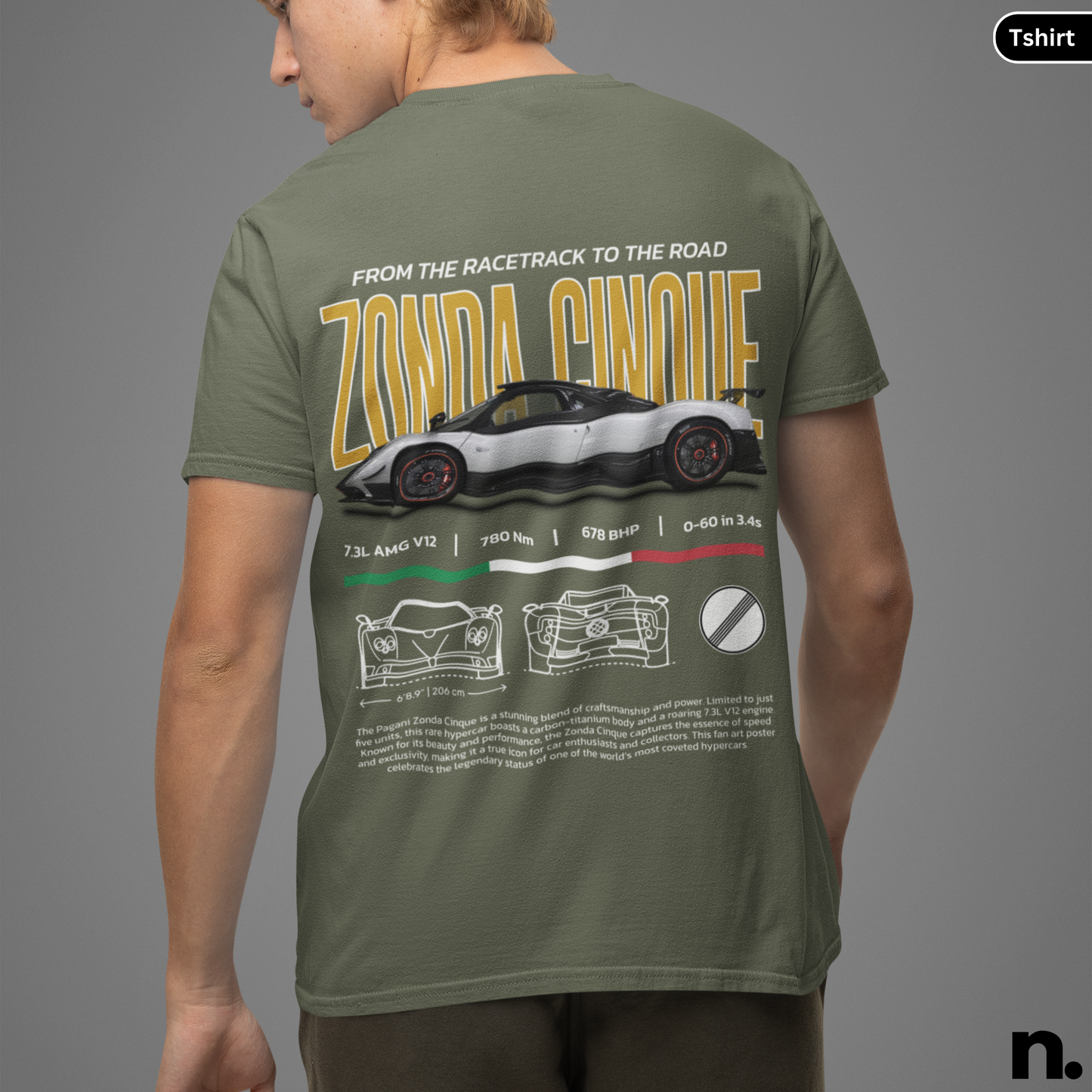 Zonda Hypercar Poster Style T-shirt