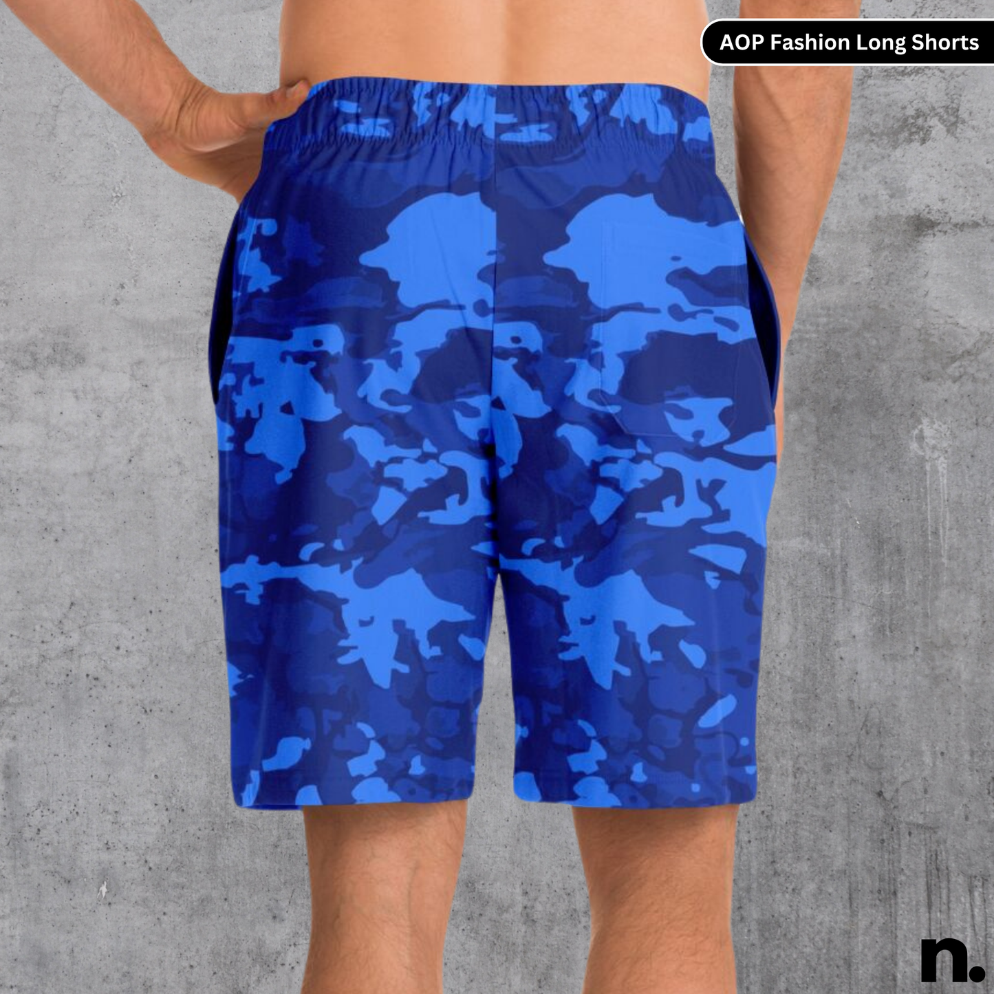 Blue Camo Pattern Long Shorts