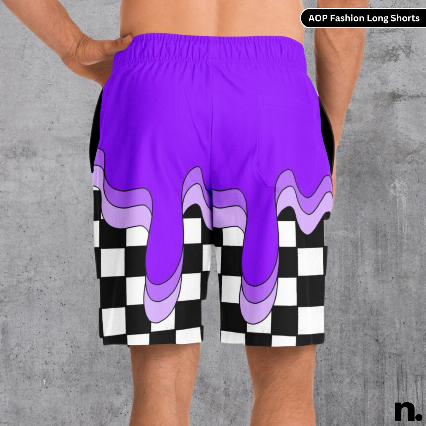 Purple Drip Pattern Streetwear Long Shorts