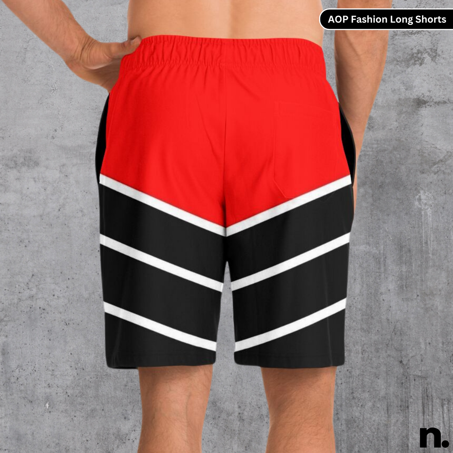 Red Black Racing Pattern Long Shorts