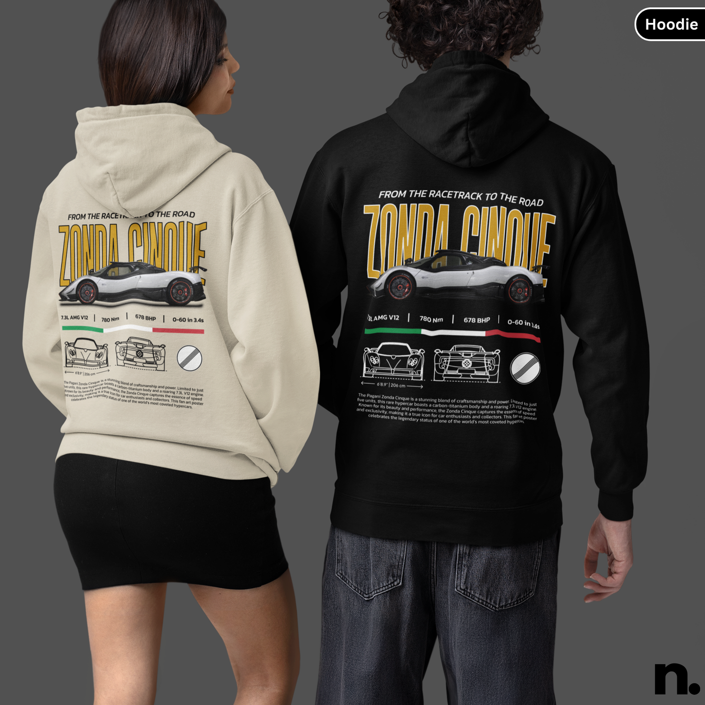 Zonda Hypercar Poster Style Hoodie