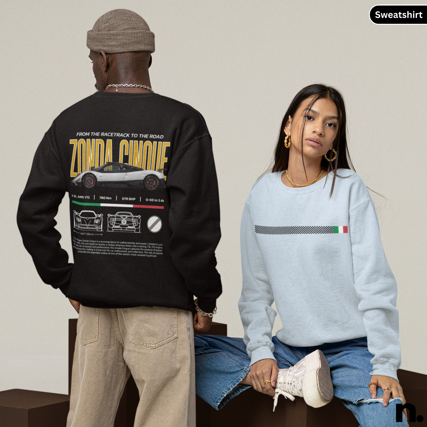 Zonda Hypercar Poster Style Sweatshirt