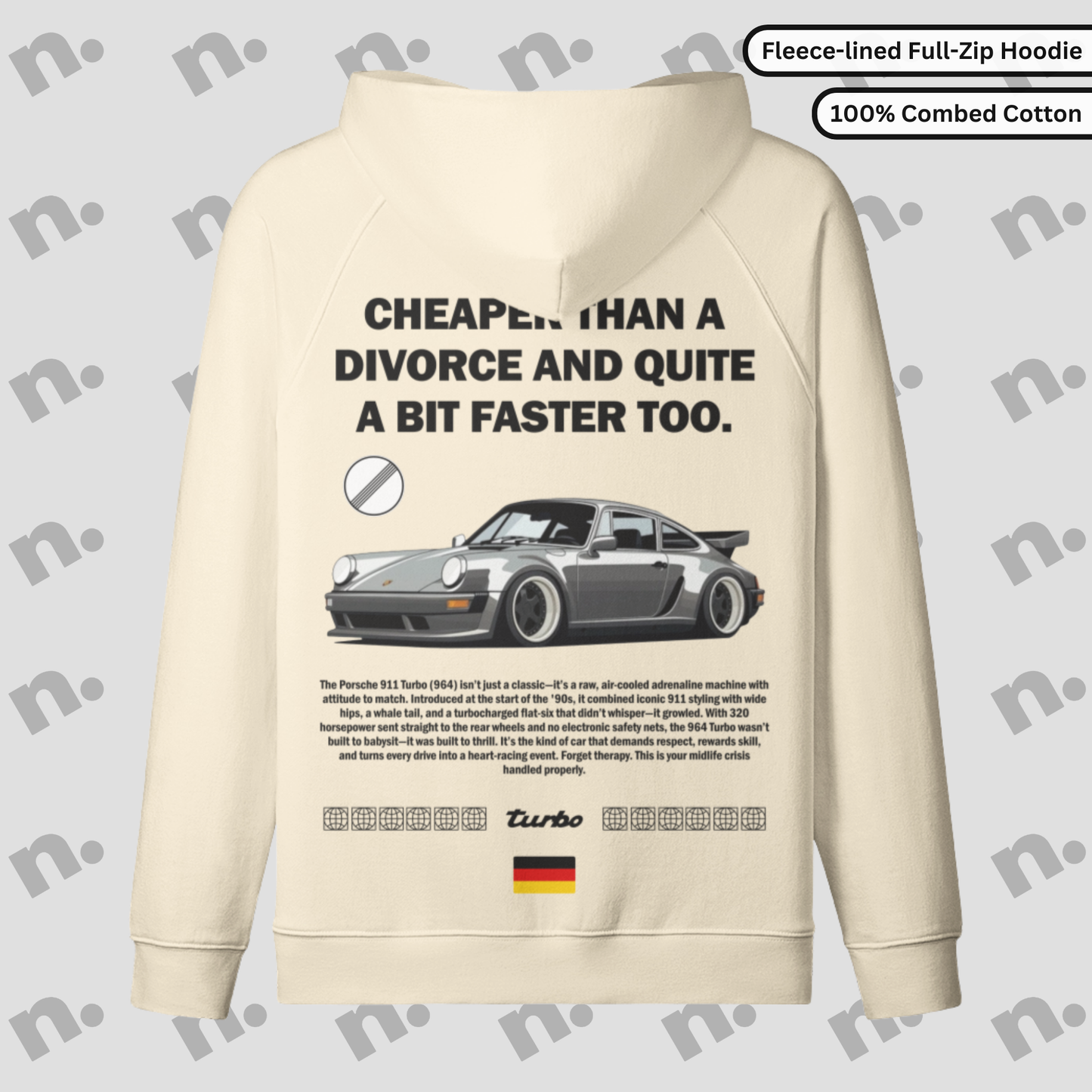 964 Turbo Divorce Inspired Full-Zip Fleece Hoodie