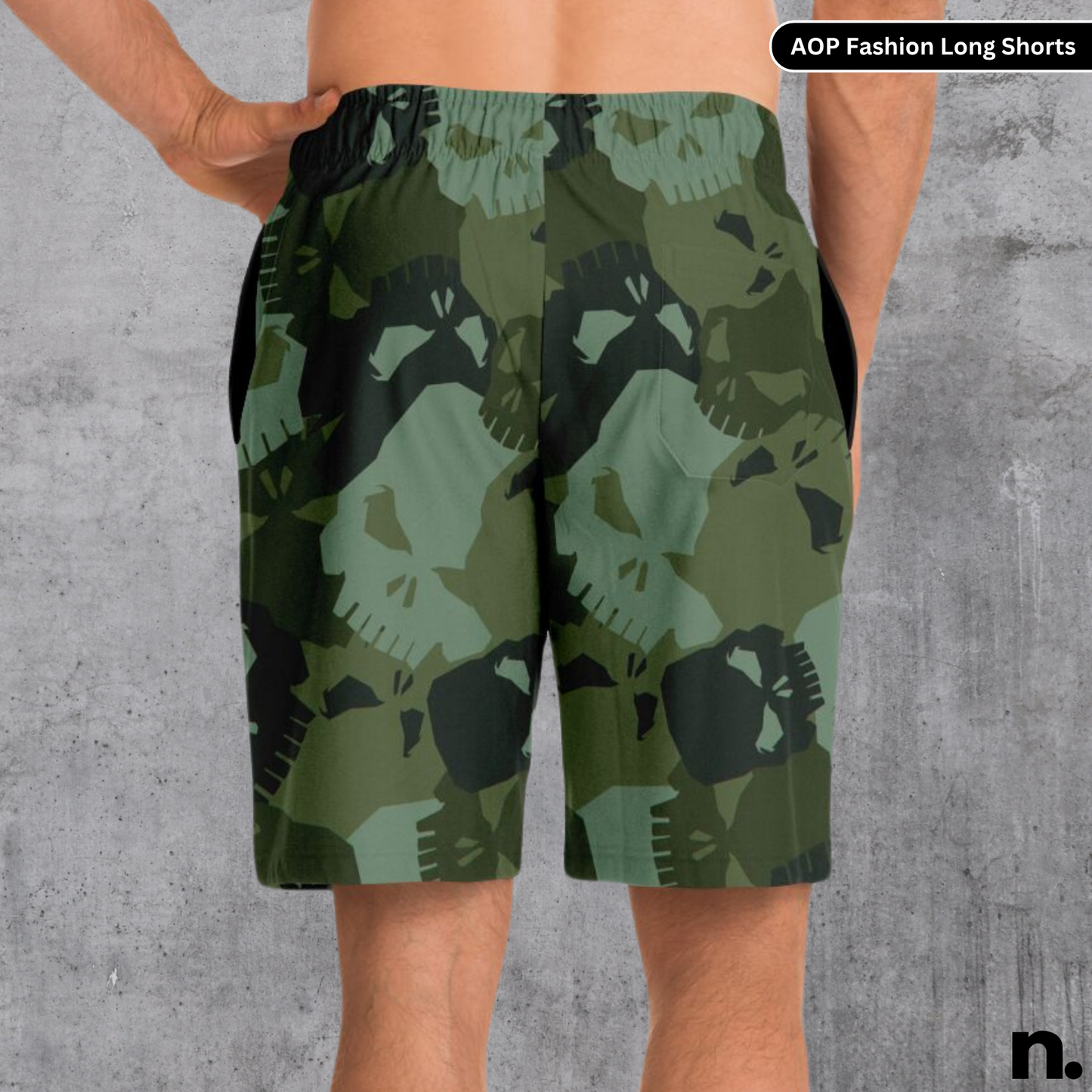 Skulls Camo Pattern Nerdotopia Fashion Long Shorts