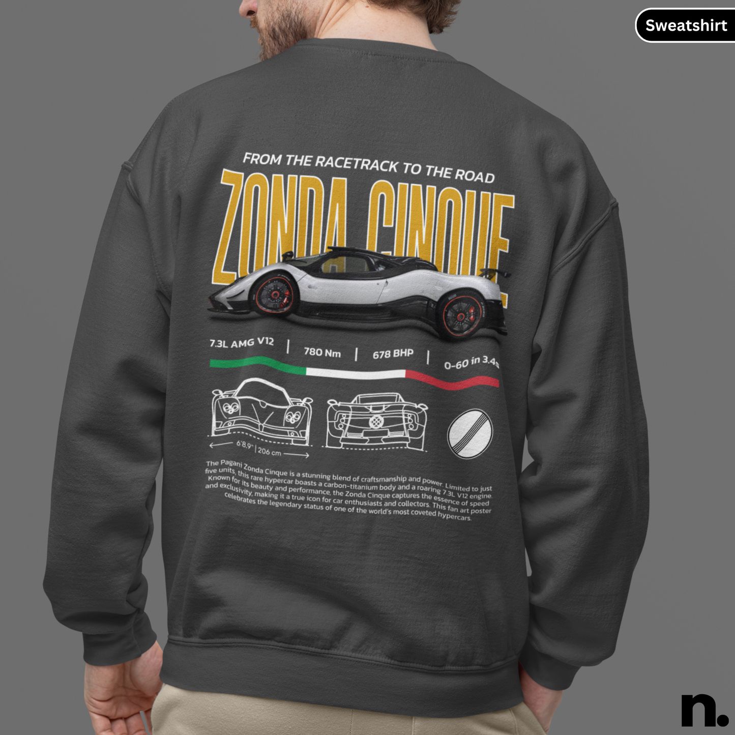 Zonda Hypercar Poster Style Sweatshirt