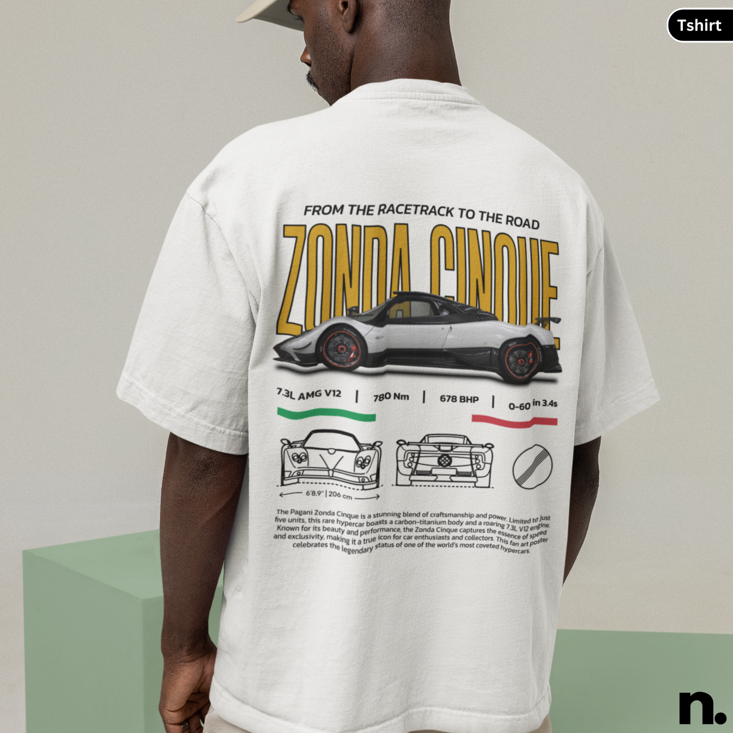 Zonda Hypercar Poster Style T-shirt