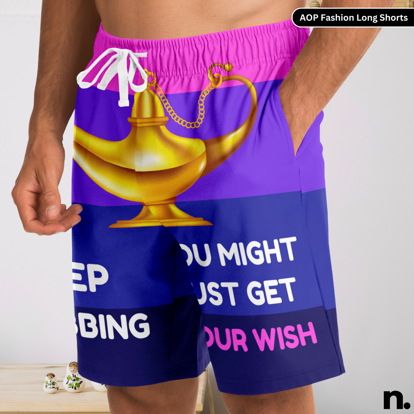 Keep Rubbing You Might Just Get Your Wish Funny Lamp Rubbing Fashion Long Shorts - AOP