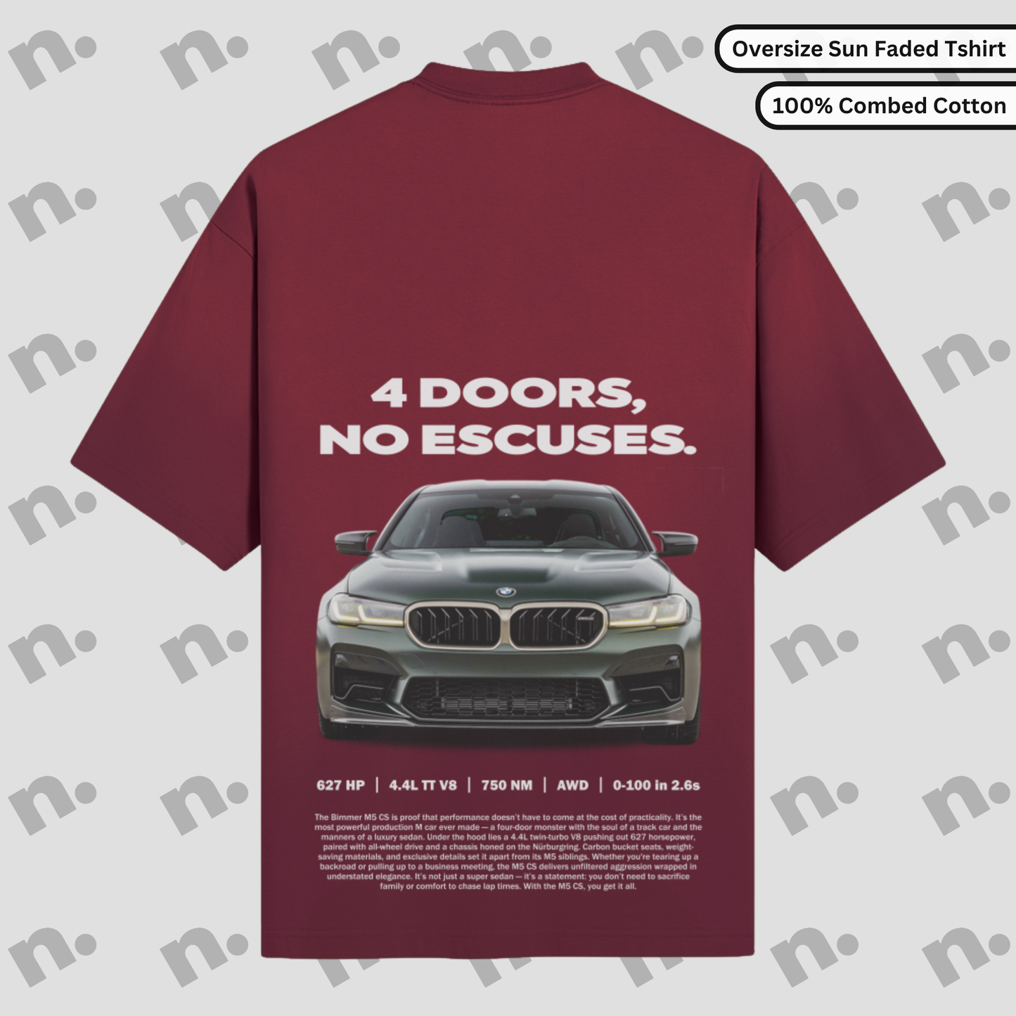 M5 CS Oversized Tee – “4 Doors, No Excuses.”