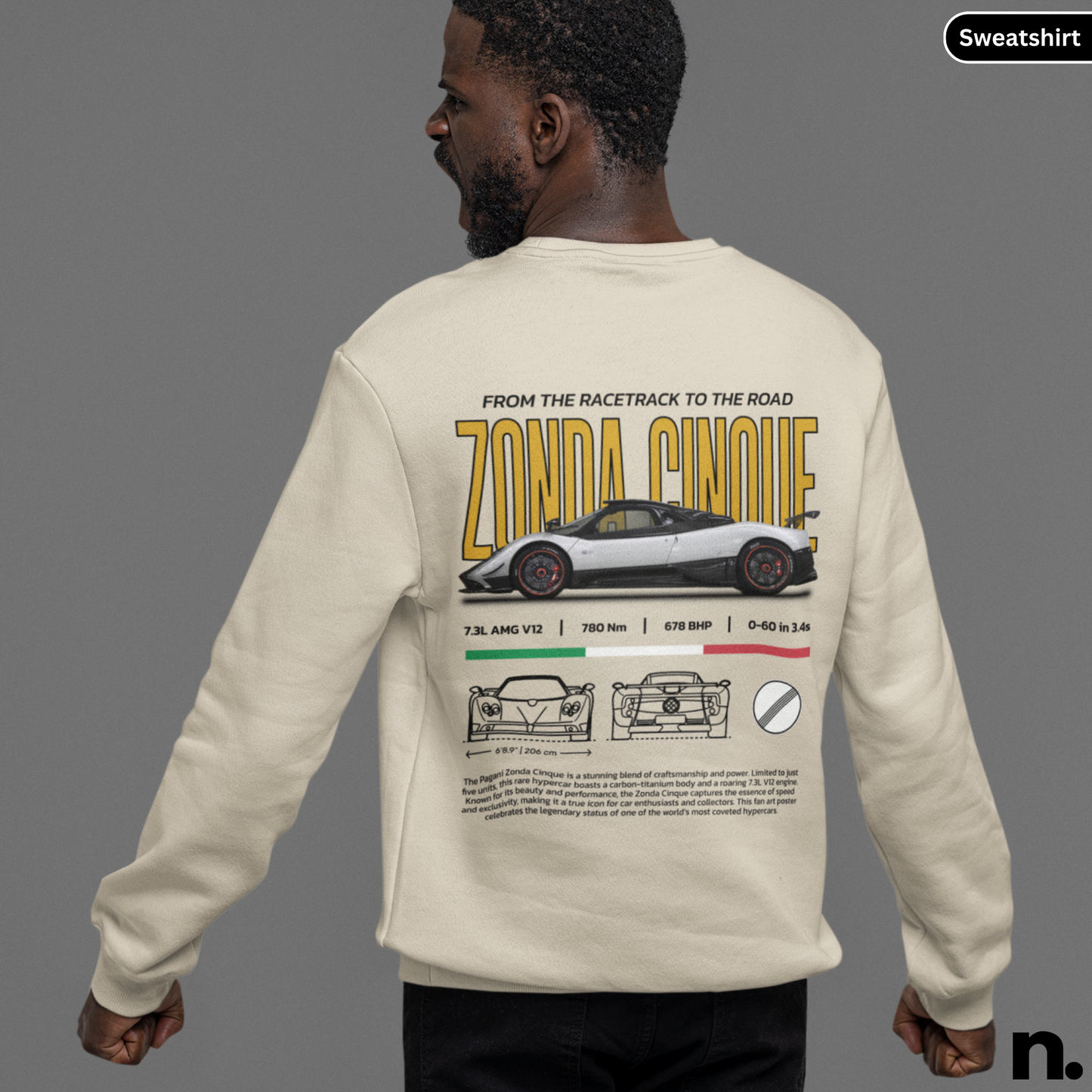 Zonda Hypercar Poster Style Sweatshirt