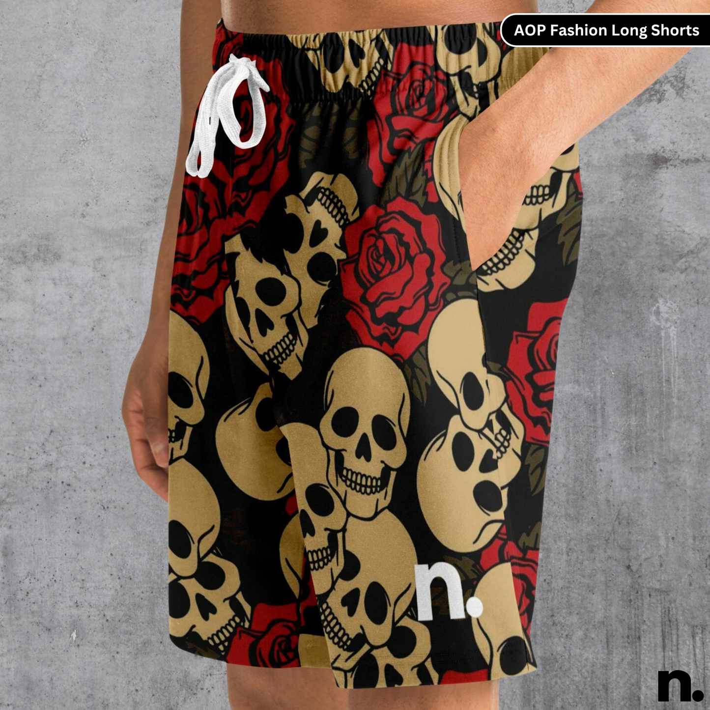 Flower & Skulls Long Shorts