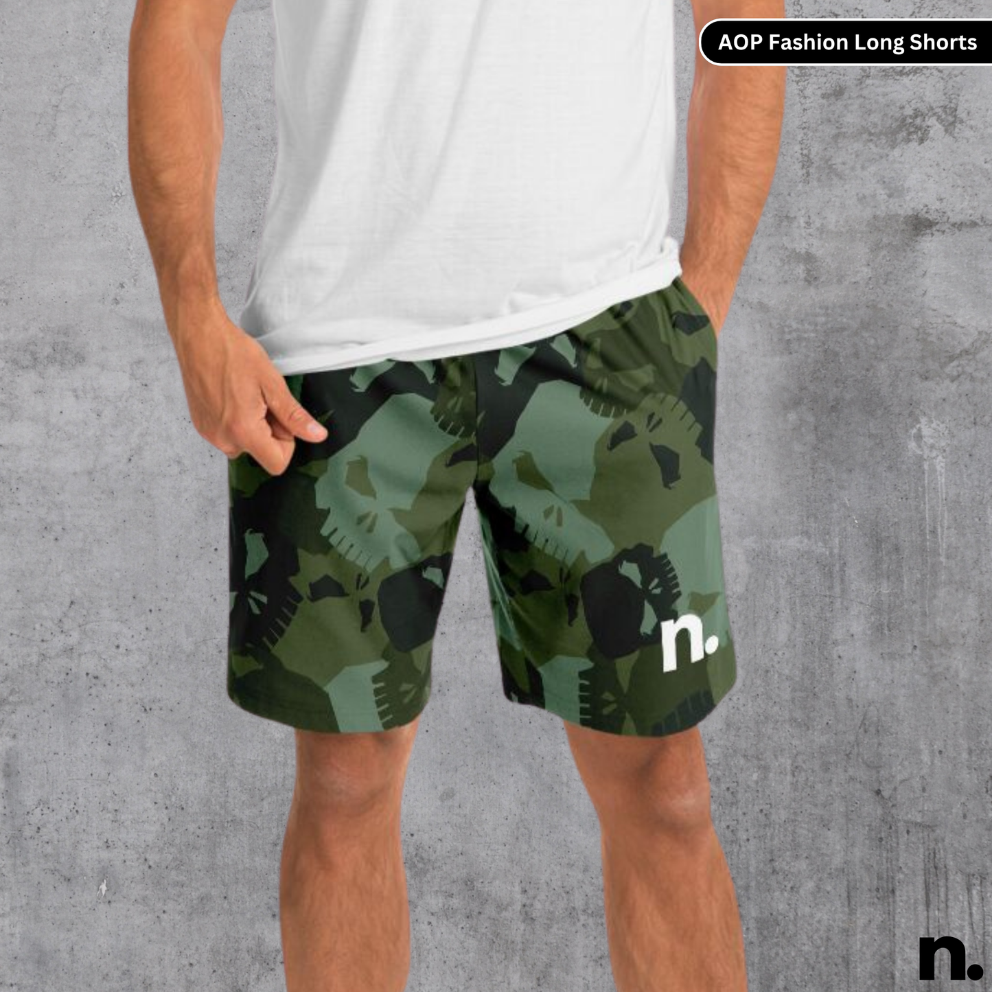 Skulls Camo Pattern Nerdotopia Fashion Long Shorts