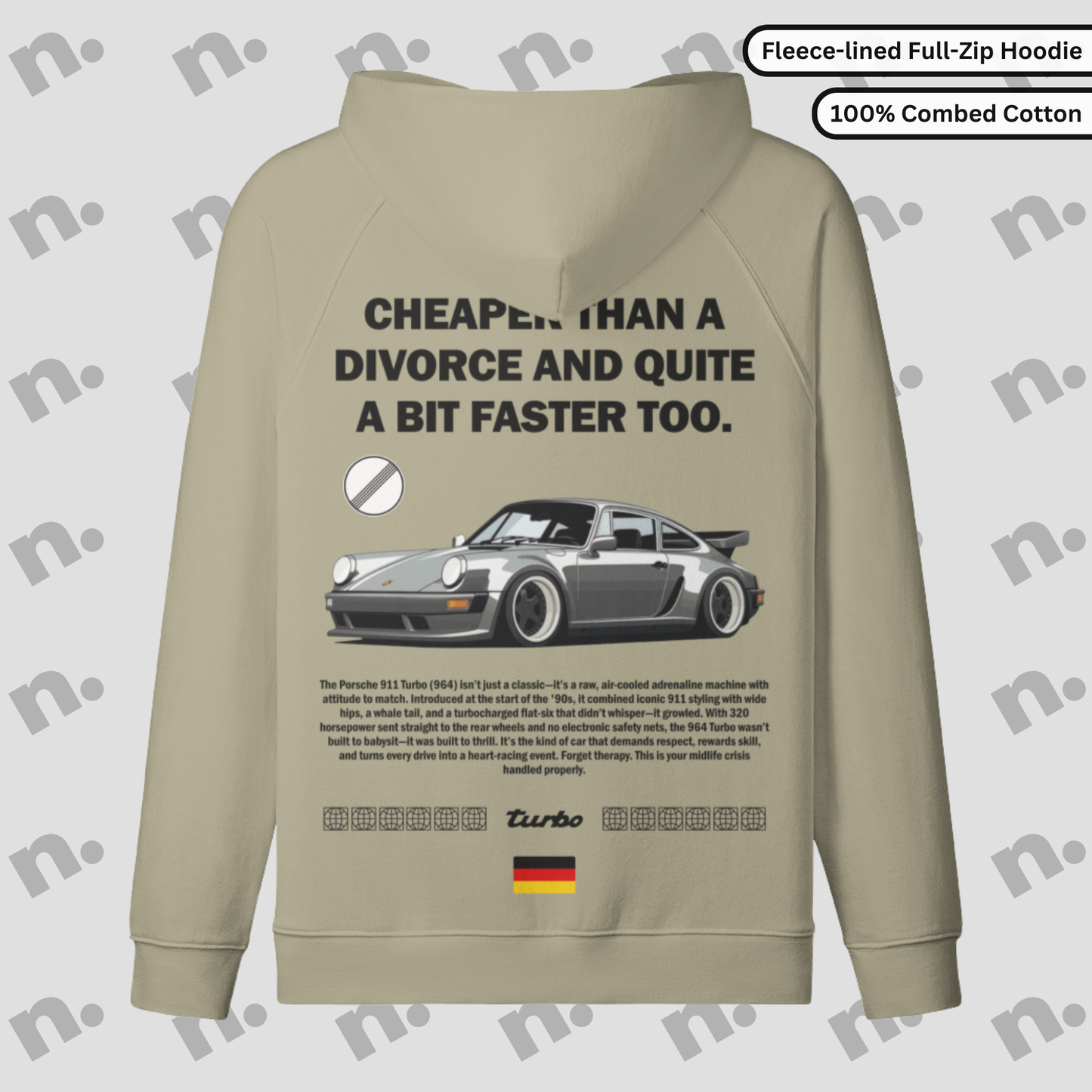 964 Turbo Divorce Inspired Full-Zip Fleece Hoodie