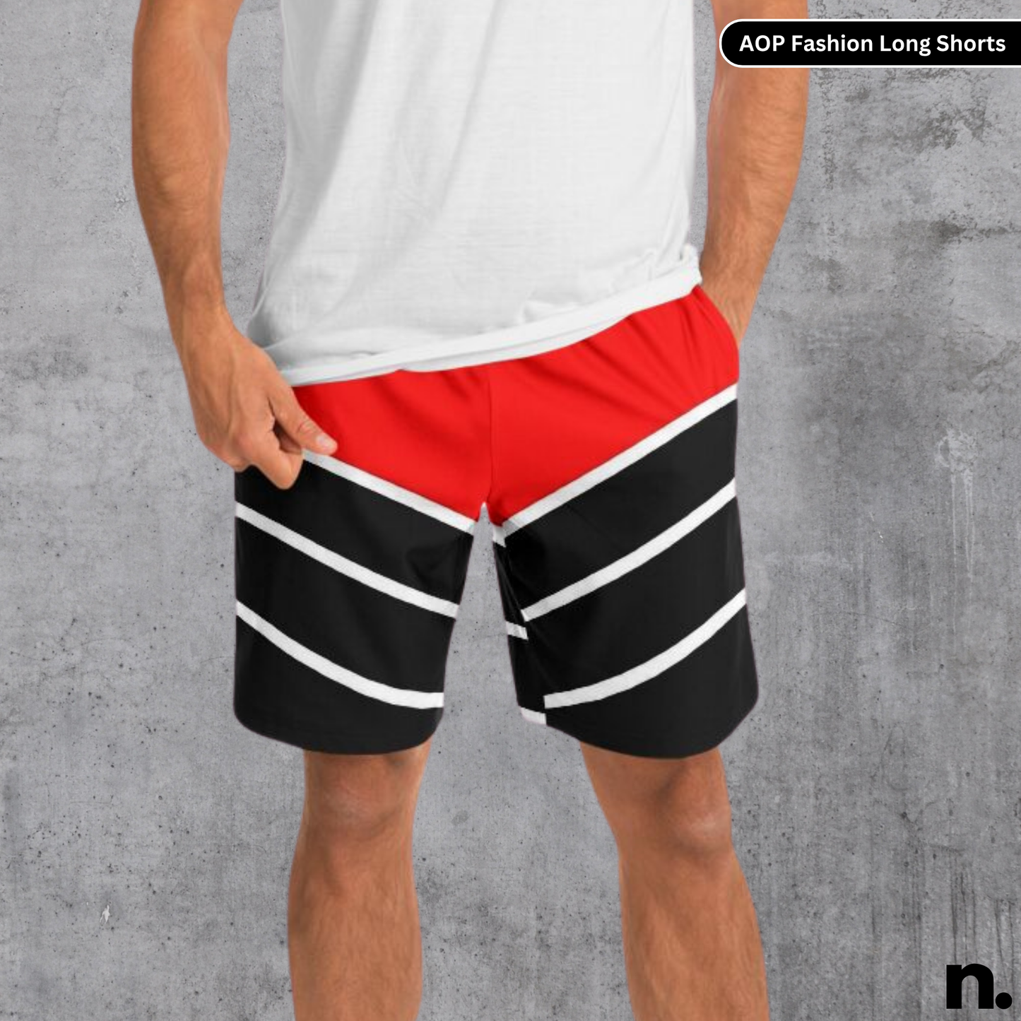 Red Black Racing Pattern Long Shorts