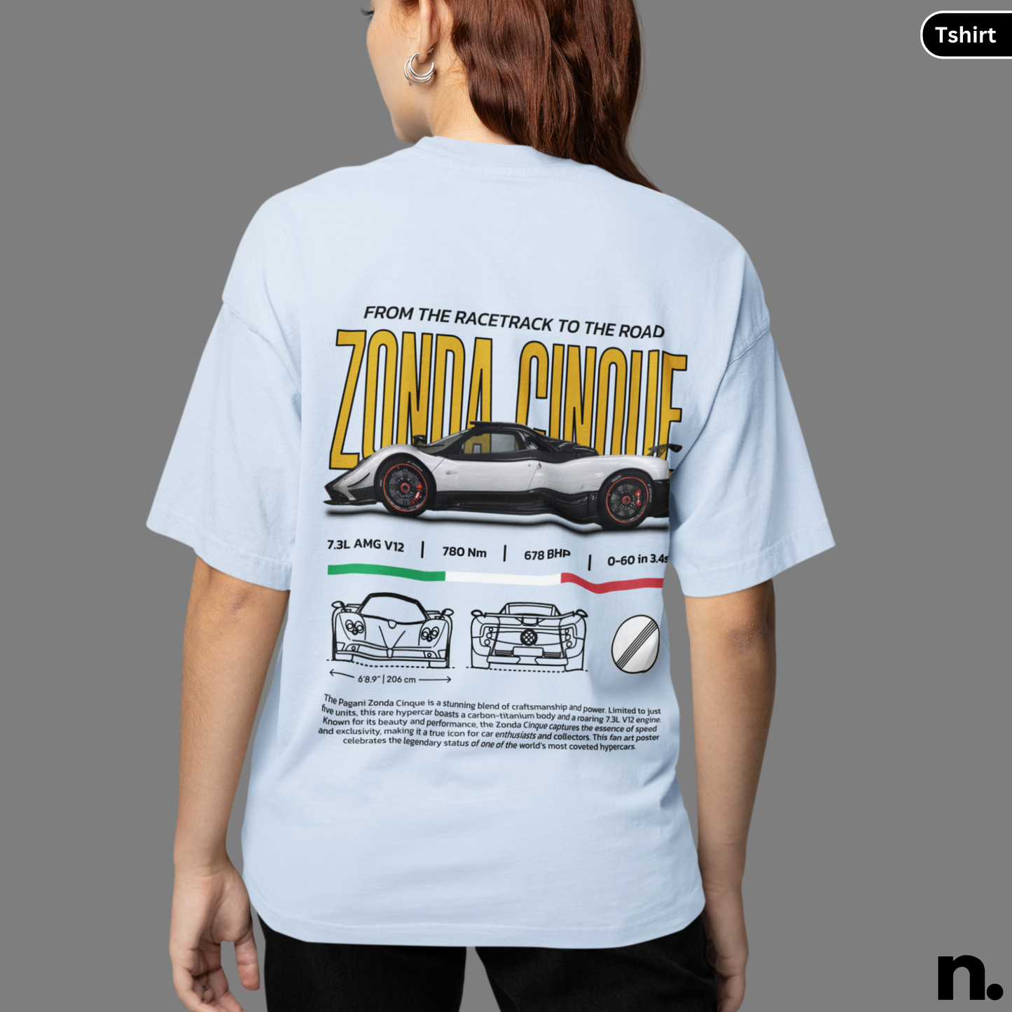 Zonda Hypercar Poster Style T-shirt
