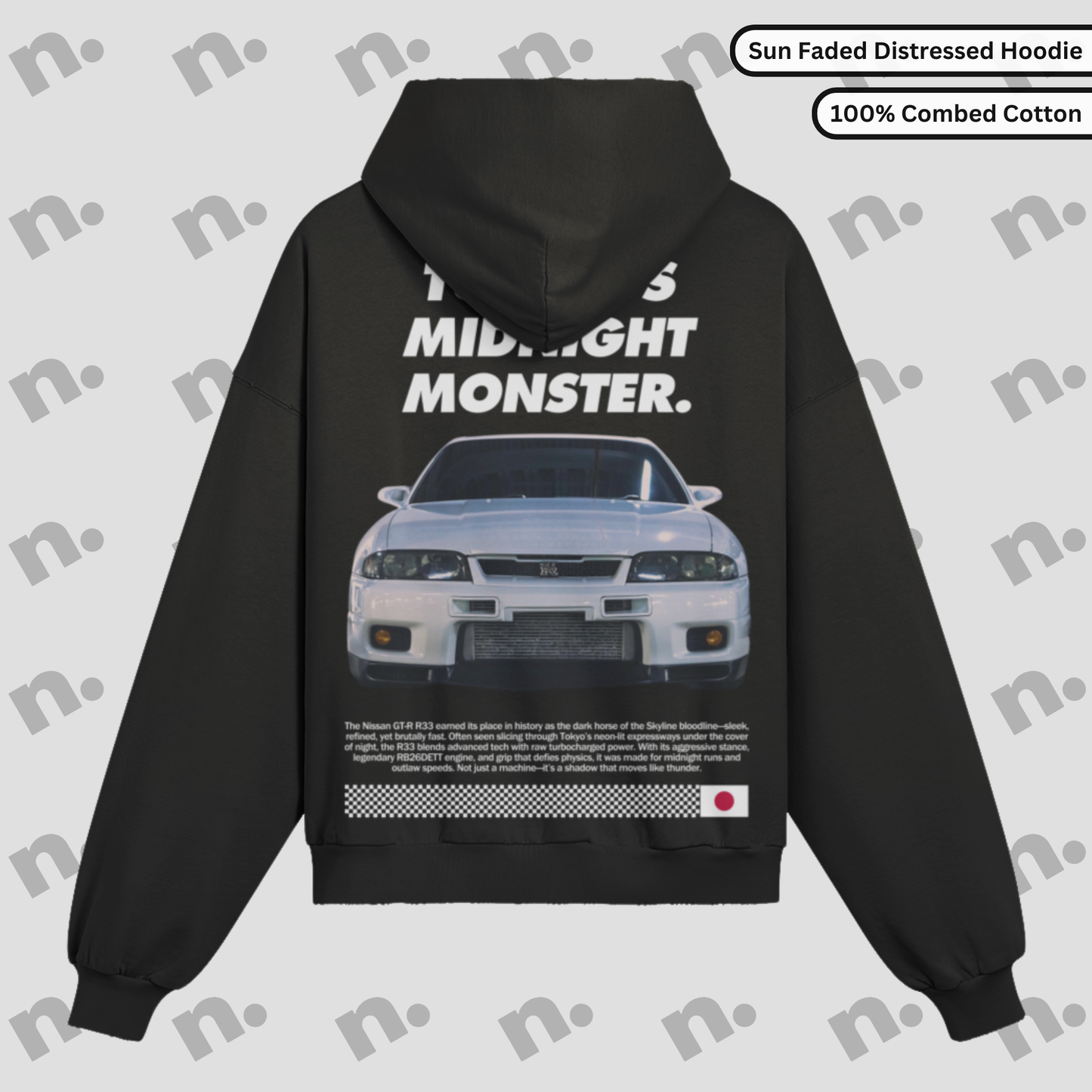 TOKYO’S MIDNIGHT MONSTER. – R33 Distressed Premium Hoodie
