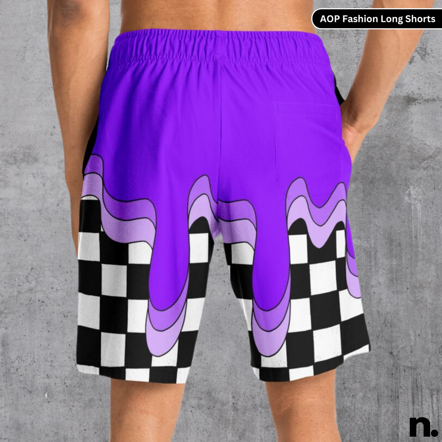 Purple Drip Pattern Streetwear Long Shorts
