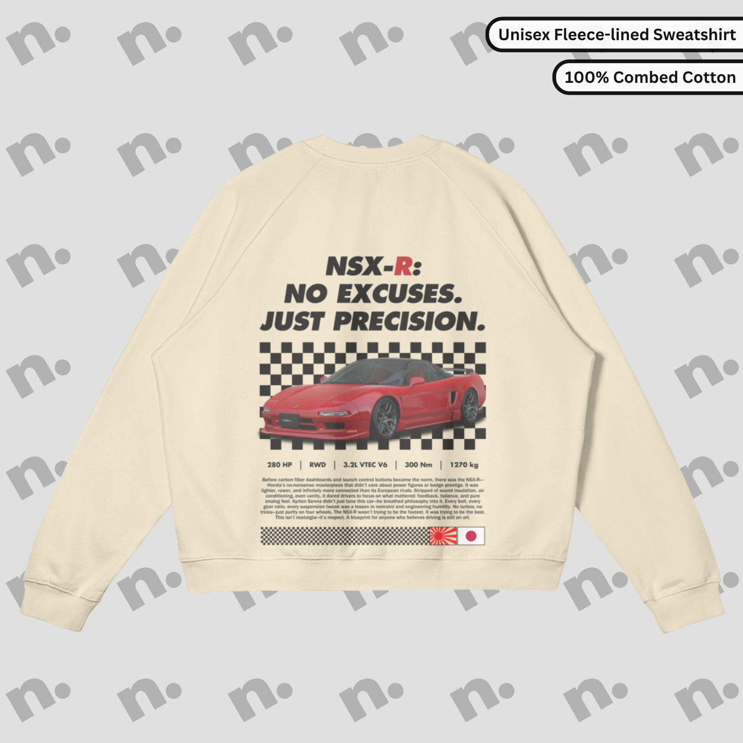 NSX-R – “NO EXCUSES. JUST PRECISION.” Fleece-Lined Crewneck Sweatshirt