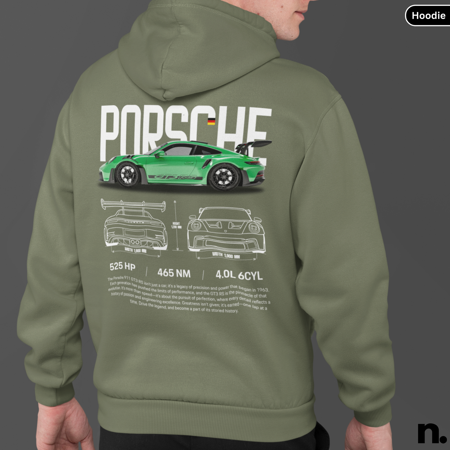 911 GT3RS Green Poster Style Hoodie