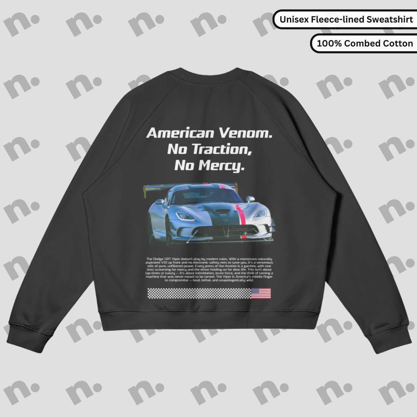 Premium fleece-lined sweatshirt inspired by the iconic Viper, combining comfort and racing heritage flair