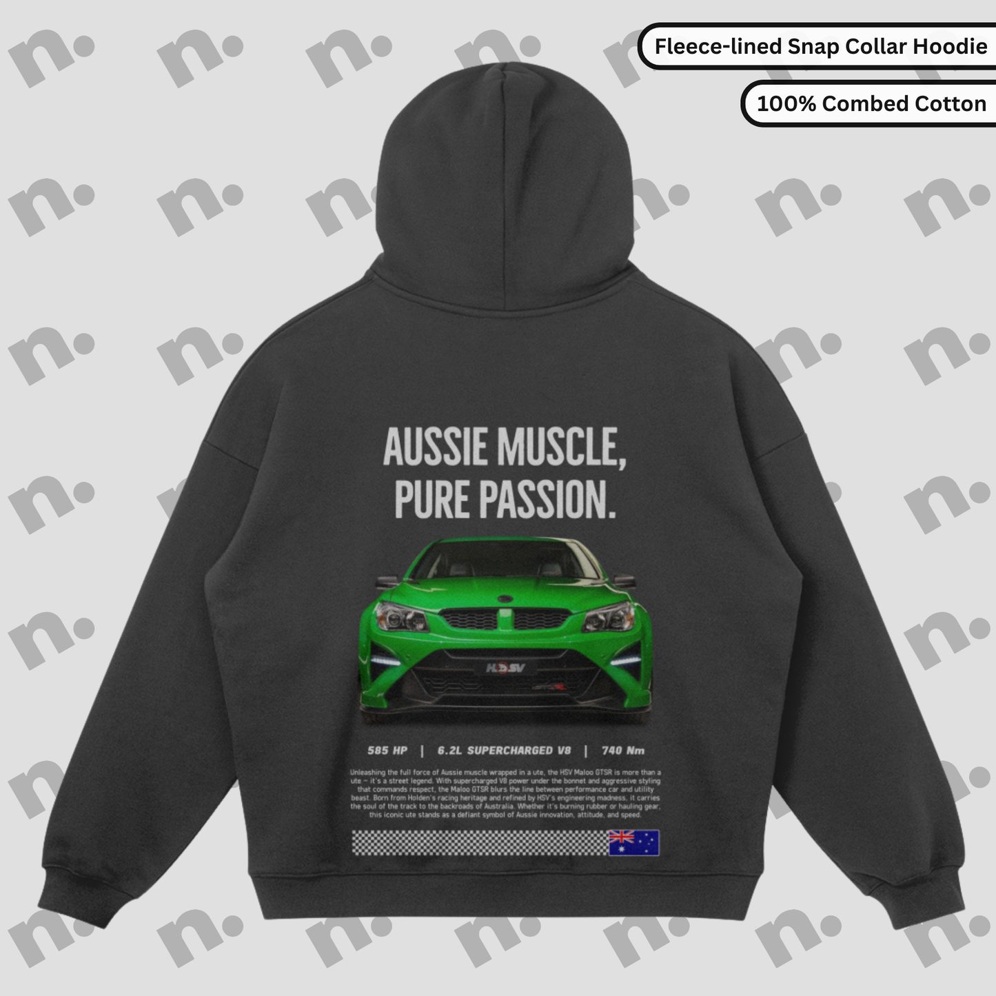 Aussie Muscle Snap-Collar Fleece-lined Premium Hoodie