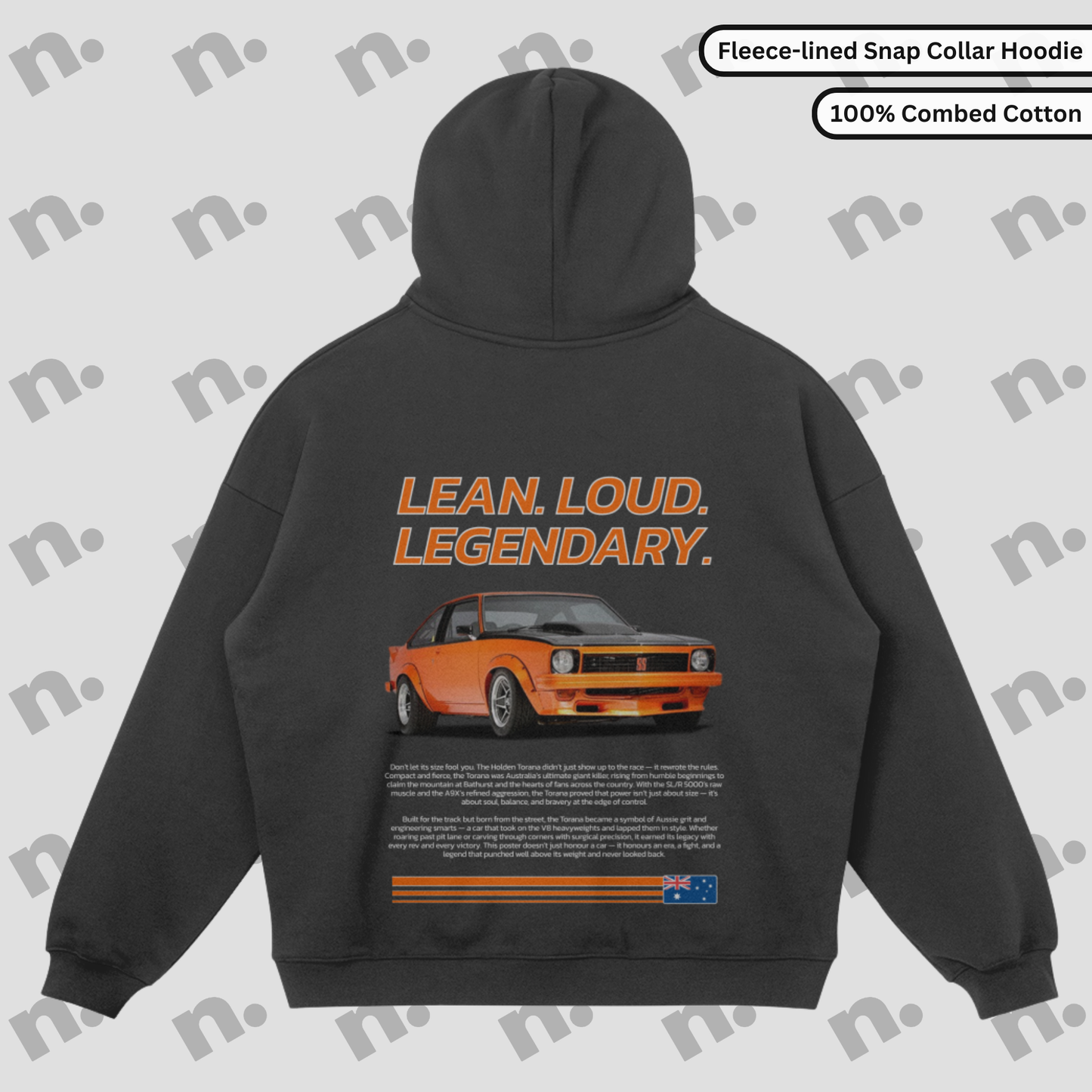 LEAN. LOUD. LEGENDARY. – Aussie Heritage Snap Collar Premium Hoodie