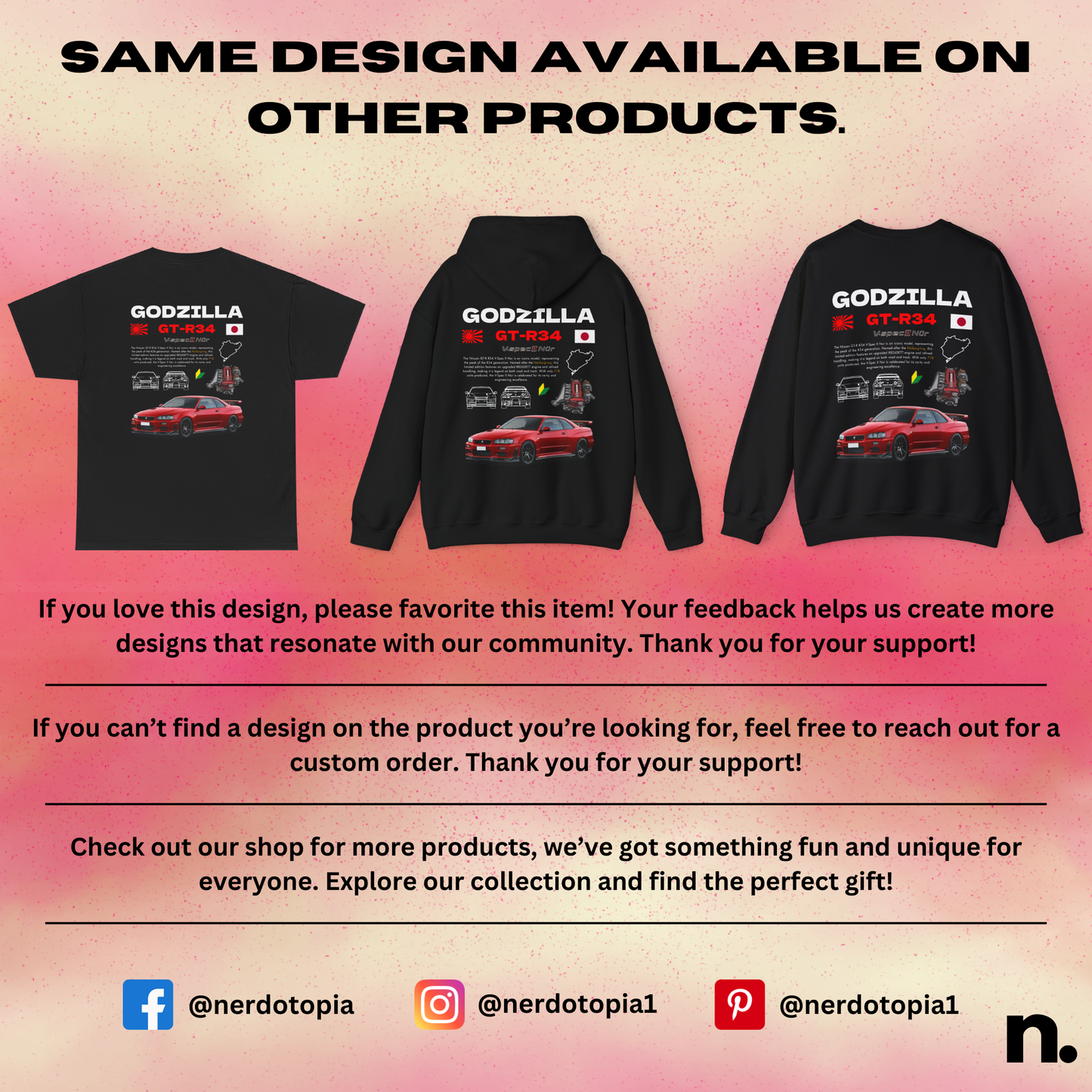 Godzilla GTR R34 Nurburging Poster Style Unisex Sweatshirt