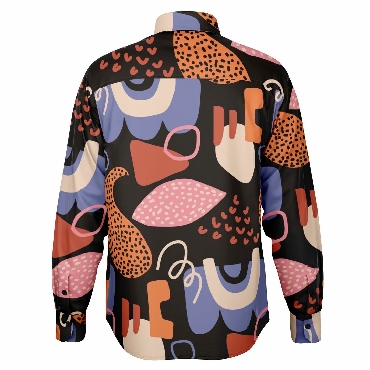 Abstract Flat Artwork Long Sleeve Button Down Shirt - AOP