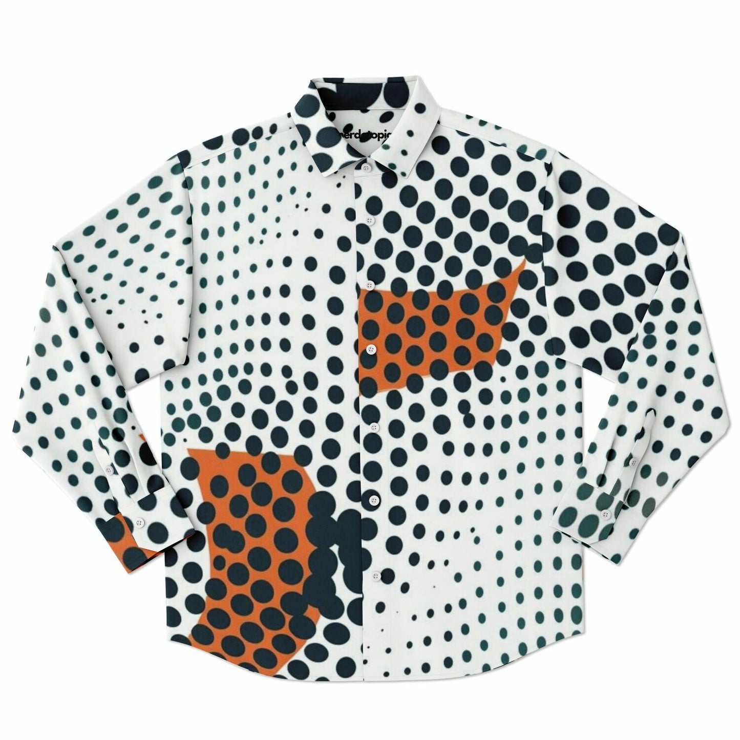 Impression Photo Pattern Long Sleeve Button Down Shirt - AOP