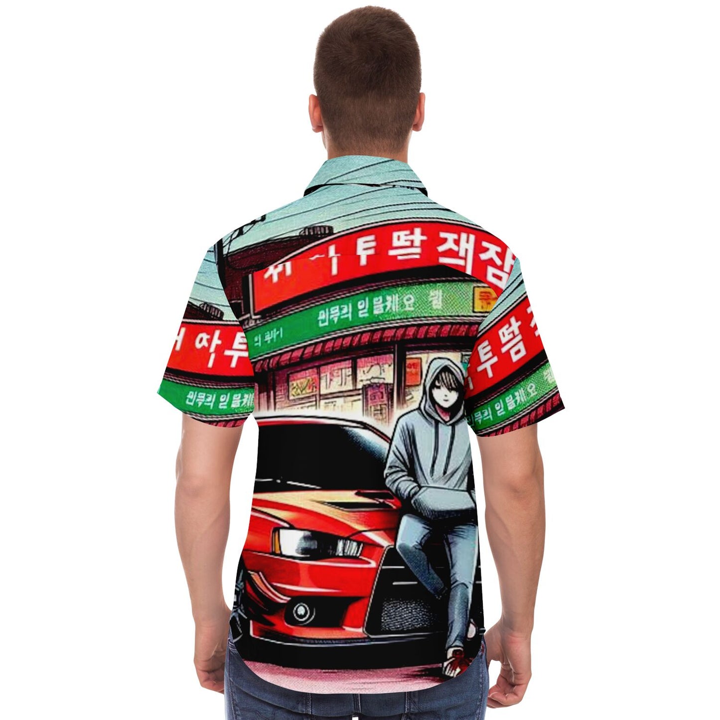Japanese Street Painting Artwork Short Sleeve Button Down Shirt - AOP
