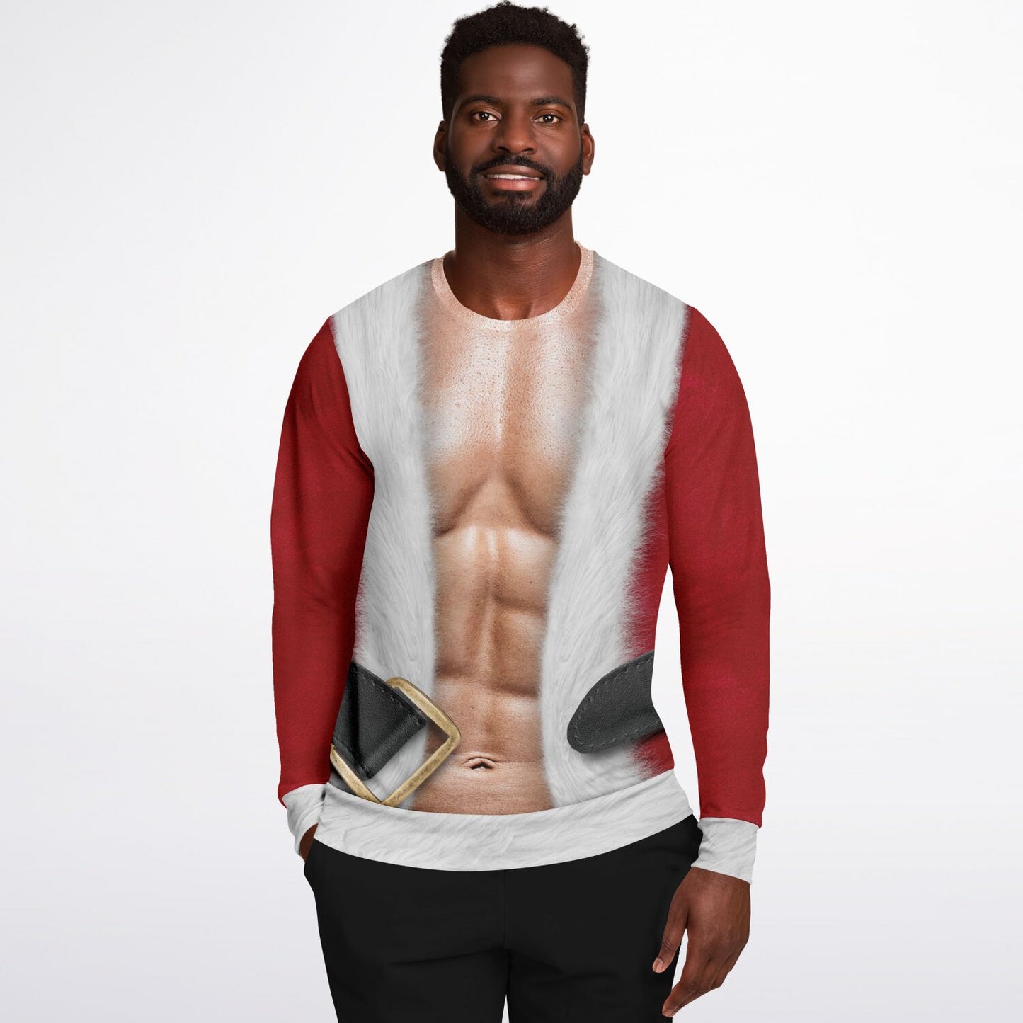 Fit Caucasian Santa Print Christmas Sweatshirt