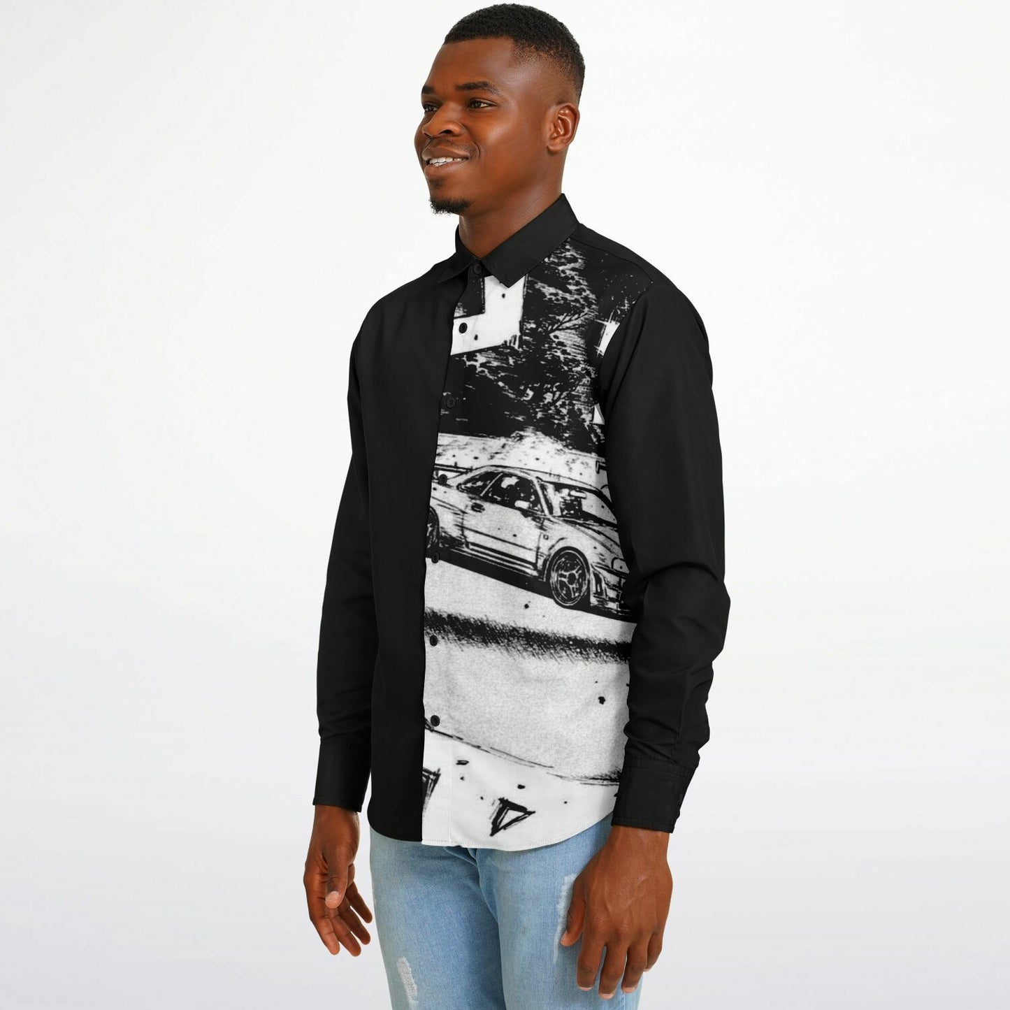 BW JDM Art Long Sleeve Button Down Shirt - AOP