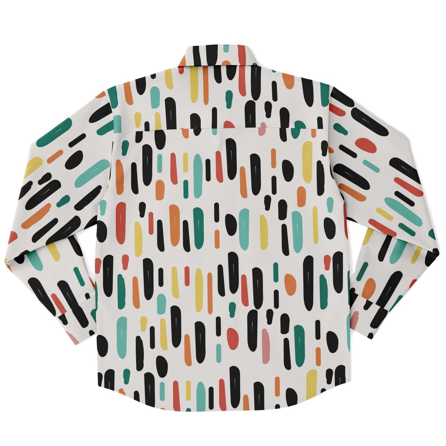 Colored Brush Strokes Long Sleeve Button Down Shirt - AOP