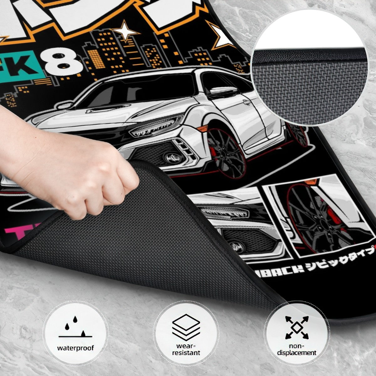 FK8 Civic Illustration Automotive Floor Mats