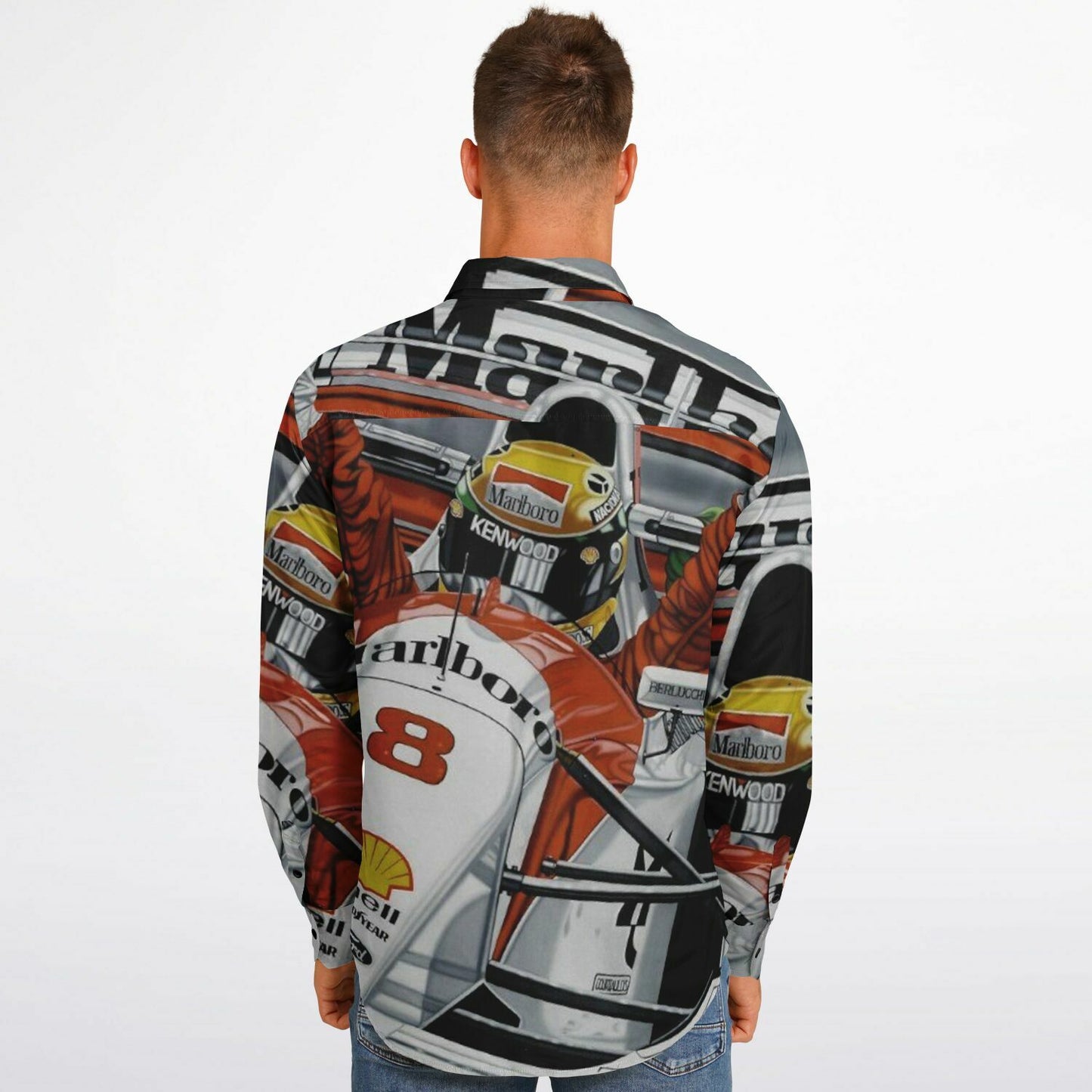 F1 Win Poster Long Sleeve Button Down Shirt - AOP