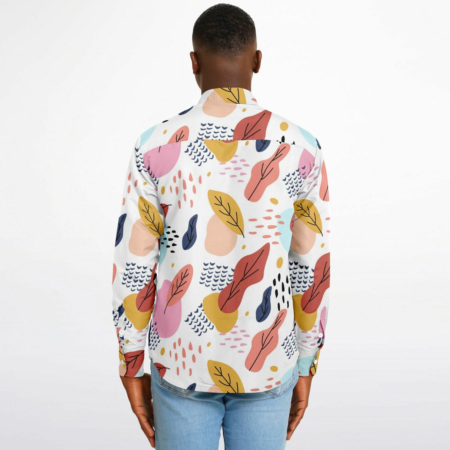 Leaves Painting Long Sleeve Button Down Shirt - AOP