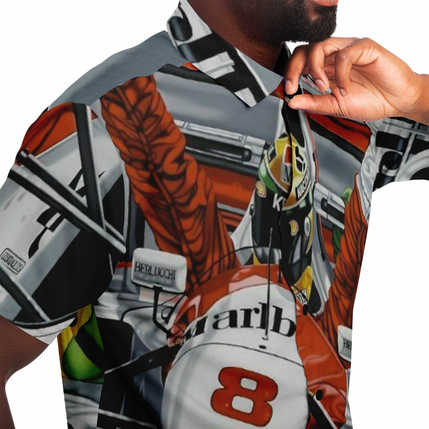 F1 Win Poster Short Sleeve Button Down Shirt - AOP