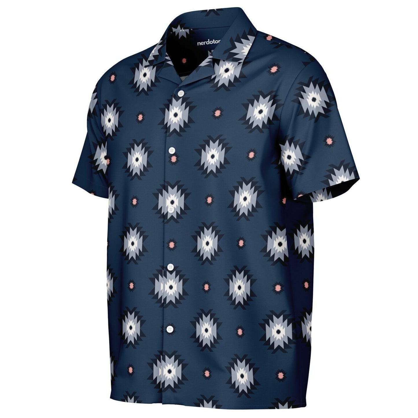 Aztec Pattern Spread Collar Short Sleeve Shirt