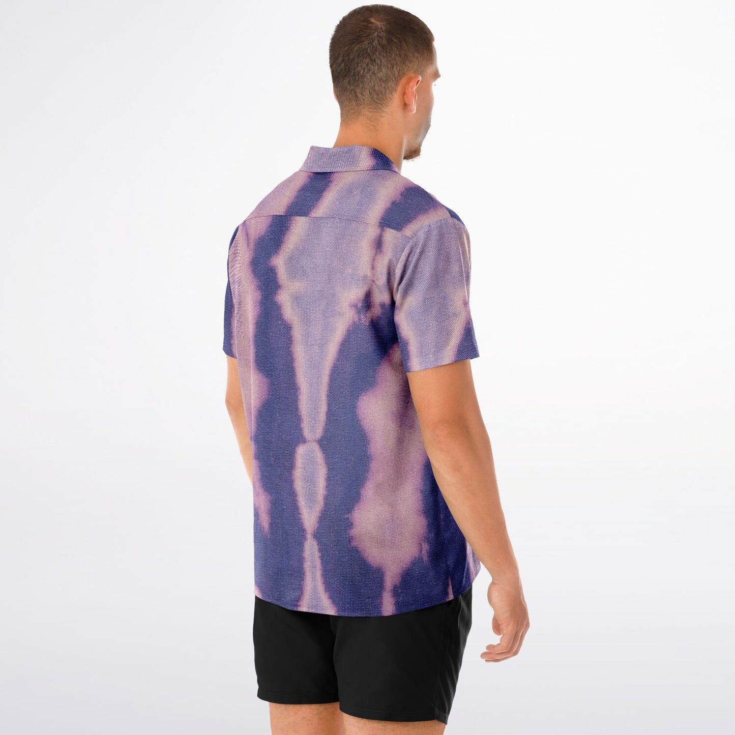 Tie-Dye Pattern Inspired Spread Collar Short Sleeve Shirt