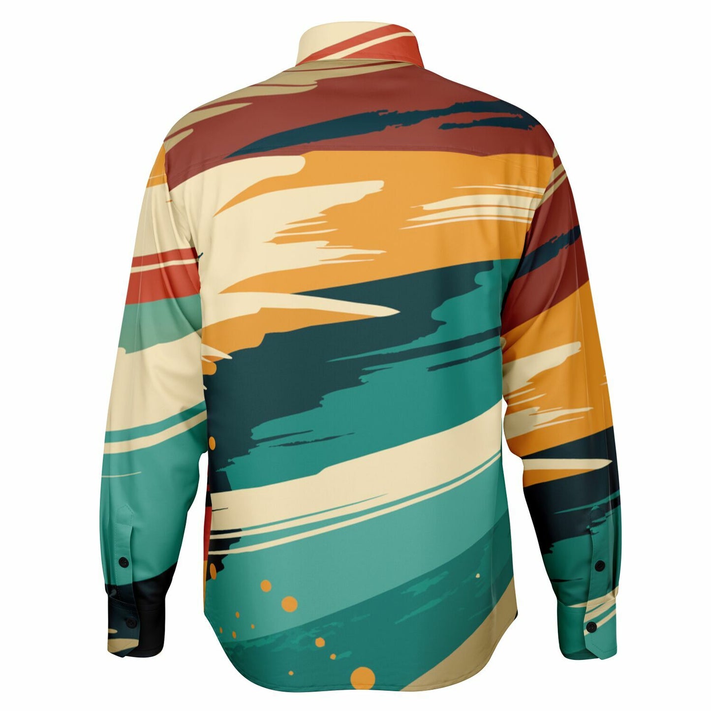 Abstract Paint stroke Long Sleeve Button Down Shirt - AOP
